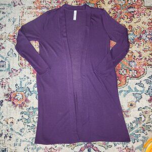 Zenana Outfitters Open Front Drape Cardigan – Purple/Plum – Size M